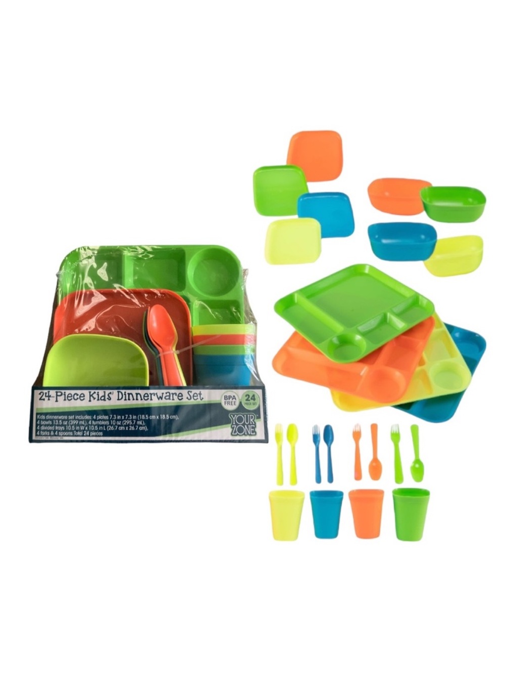 24 Piece Kids Dinnerware Set